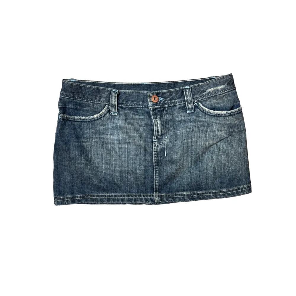 Zara TRF Denim blue stitch Mini skirt 6